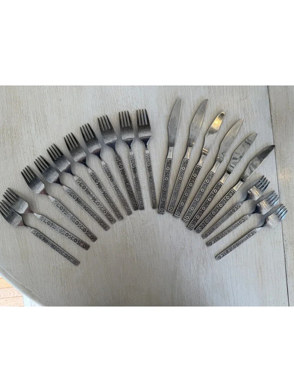 Gold Standard Night Blossom Stainless Flatware Lot Of 19 Japan